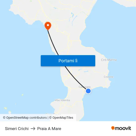 Simeri Crichi to Praia A Mare map
