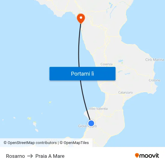 Rosarno to Praia A Mare map