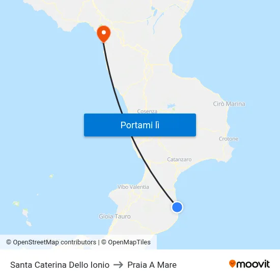 Santa Caterina Dello Ionio to Praia A Mare map