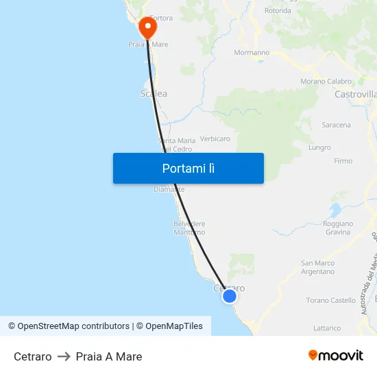Cetraro to Praia A Mare map