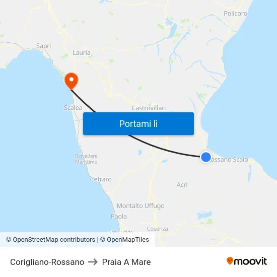Corigliano-Rossano to Praia A Mare map