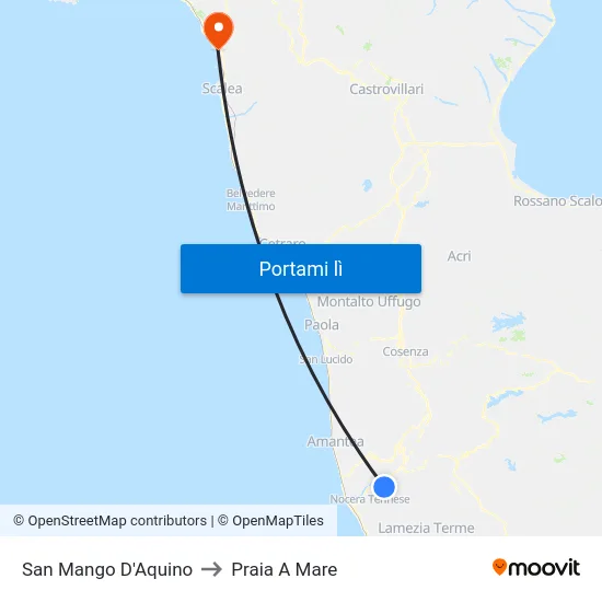 San Mango D'Aquino to Praia A Mare map