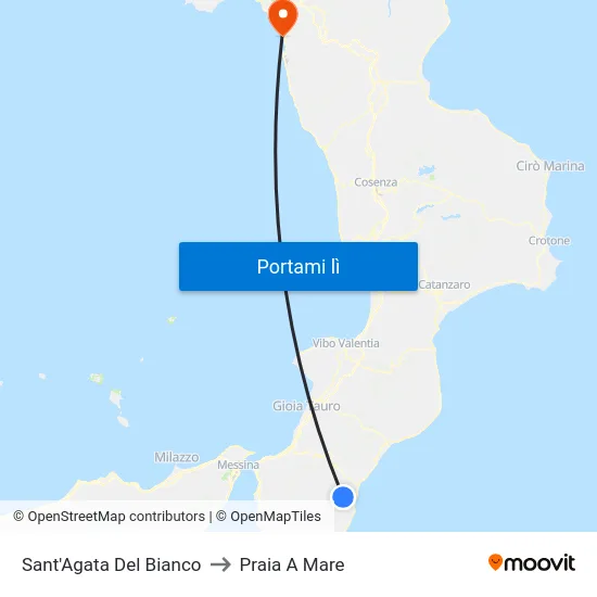Sant'Agata Del Bianco to Praia A Mare map