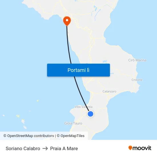 Soriano Calabro to Praia A Mare map