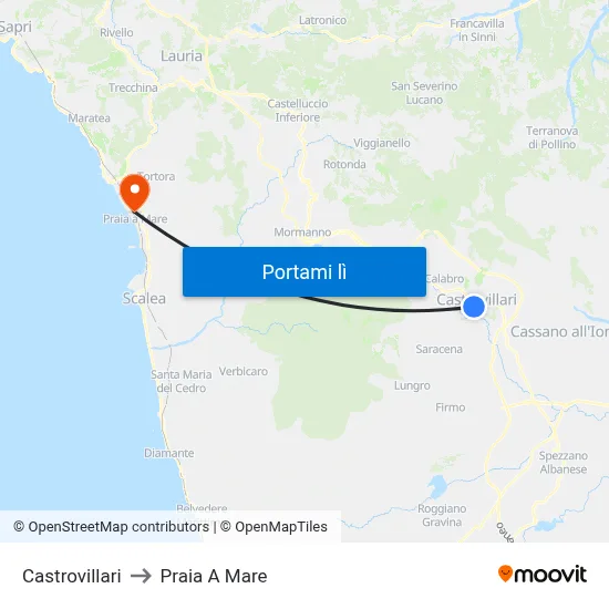 Castrovillari to Praia A Mare map