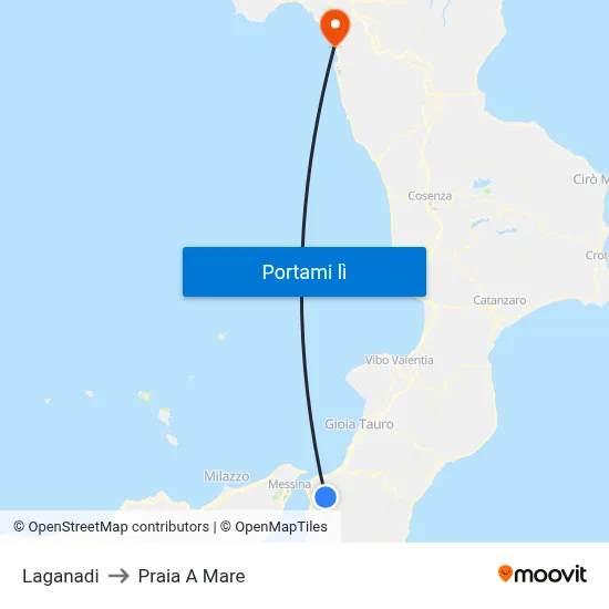 Laganadi to Praia A Mare map