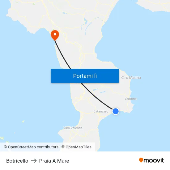 Botricello to Praia A Mare map