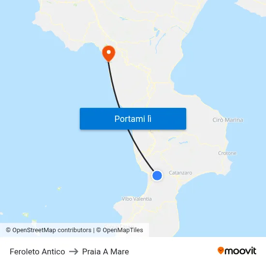 Feroleto Antico to Praia A Mare map