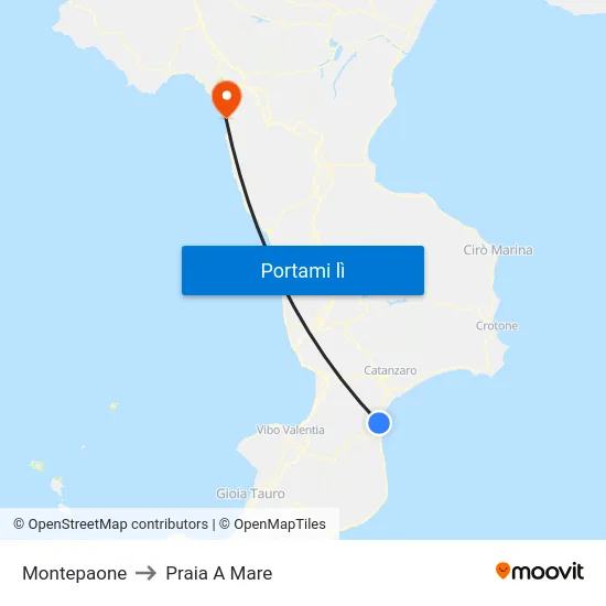 Montepaone to Praia A Mare map