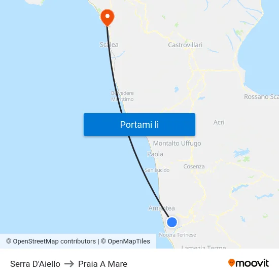 Serra D'Aiello to Praia A Mare map