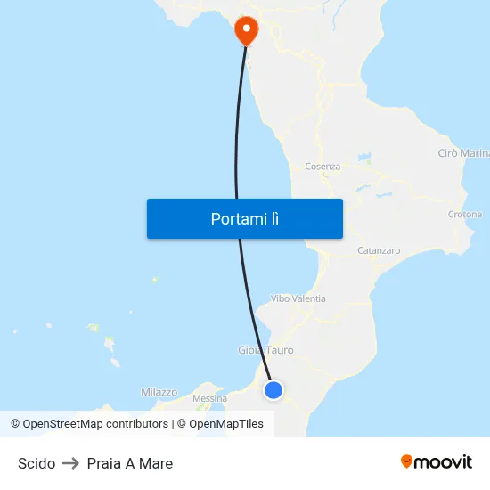 Scido to Praia A Mare map