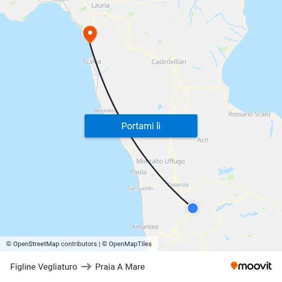 Figline Vegliaturo to Praia A Mare map