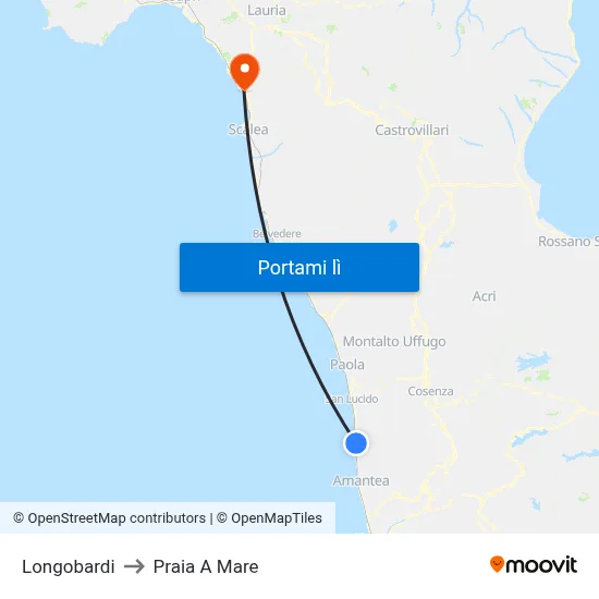Longobardi to Praia A Mare map