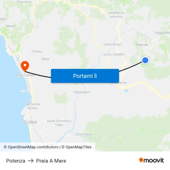 Potenza to Praia A Mare map