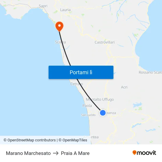 Marano Marchesato to Praia A Mare map