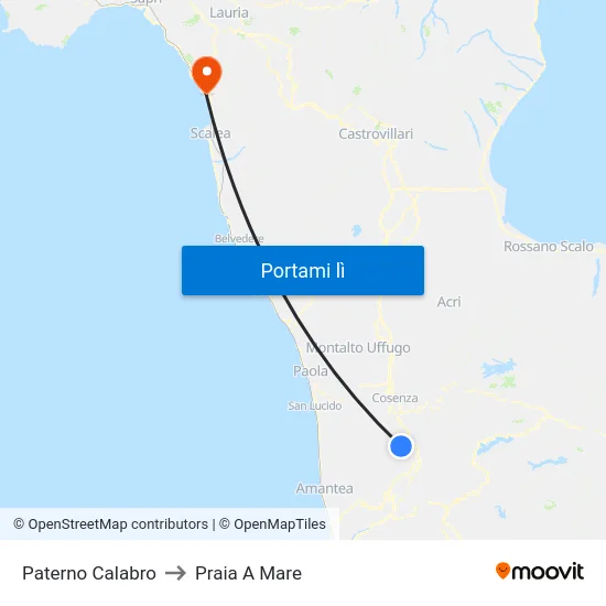 Paterno Calabro to Praia A Mare map