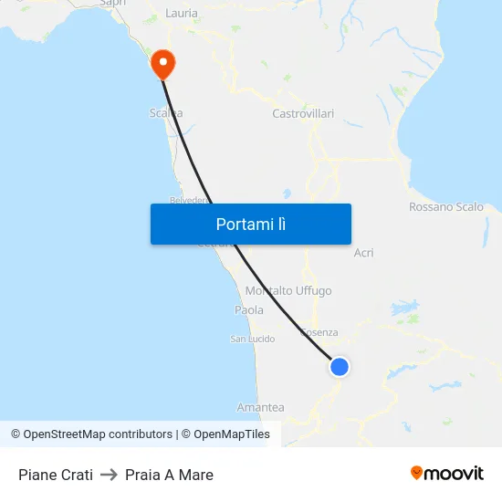 Piane Crati to Praia A Mare map