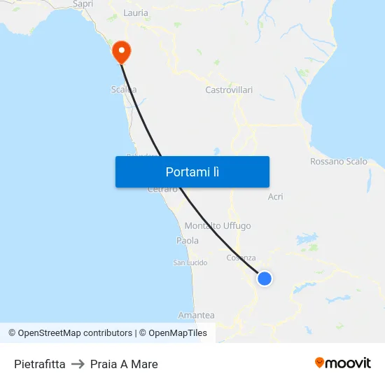 Pietrafitta to Praia A Mare map