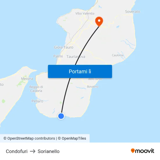 Condofuri to Sorianello map