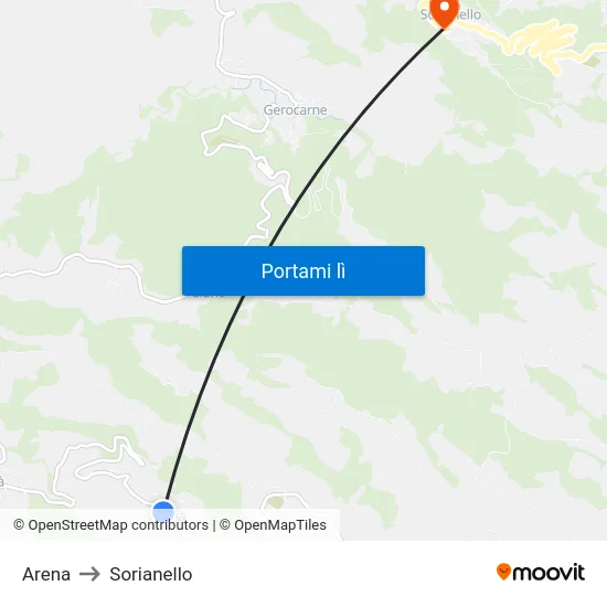 Arena to Sorianello map
