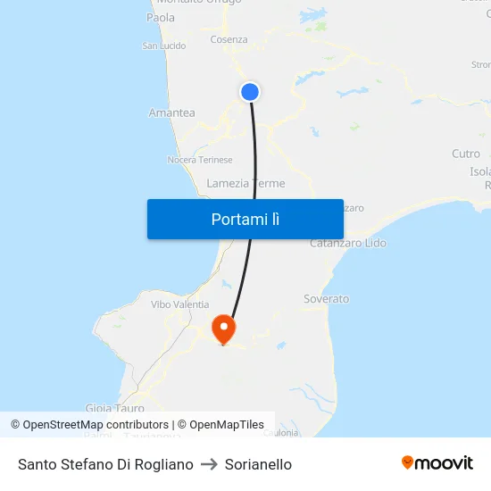 Santo Stefano Di Rogliano to Sorianello map