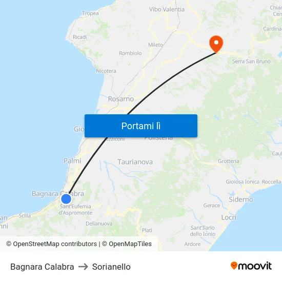 Bagnara Calabra to Sorianello map