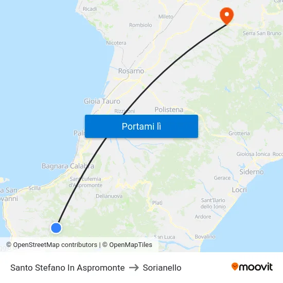 Santo Stefano In Aspromonte to Sorianello map