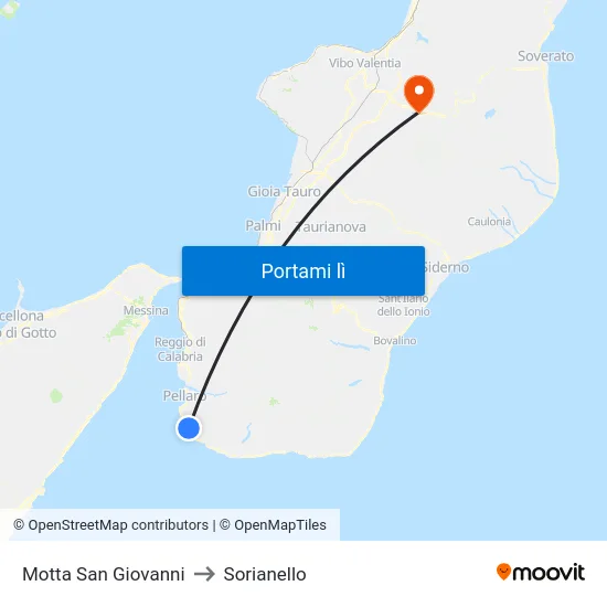 Motta San Giovanni to Sorianello map