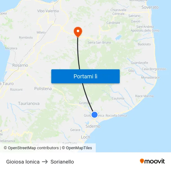 Gioiosa Ionica to Sorianello map