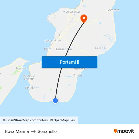 Bova Marina to Sorianello map