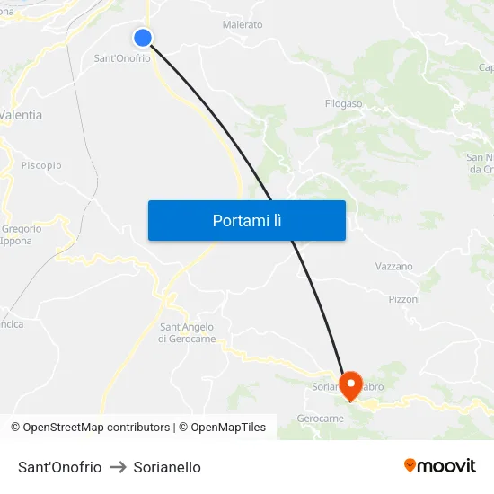 Sant'Onofrio to Sorianello map