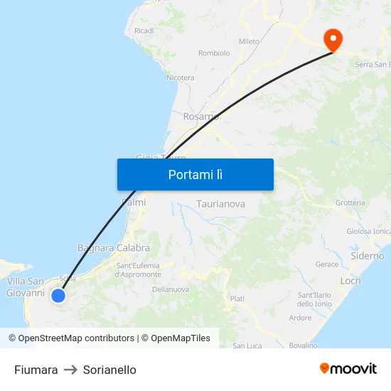 Fiumara to Sorianello map