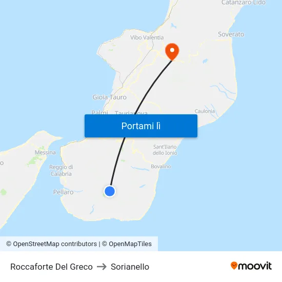 Roccaforte Del Greco to Sorianello map