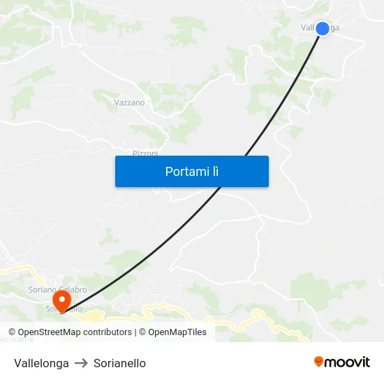Vallelonga to Sorianello map