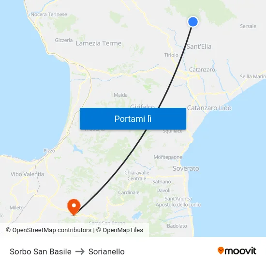 Sorbo San Basile to Sorianello map