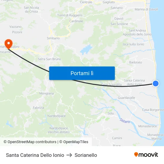 Santa Caterina Dello Ionio to Sorianello map