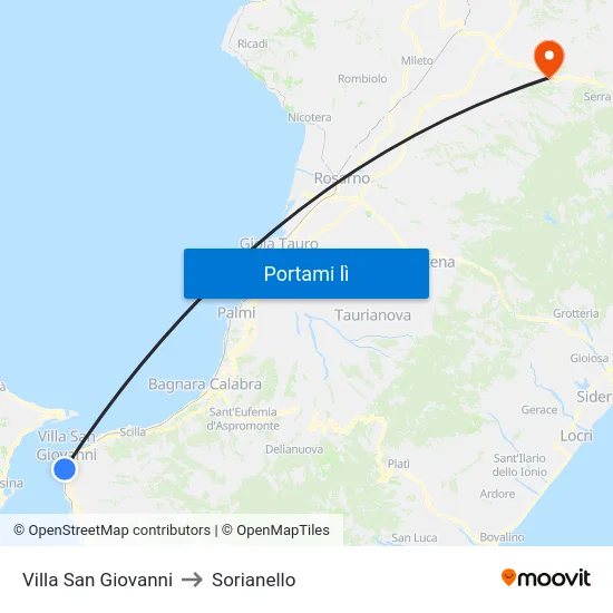 Villa San Giovanni to Sorianello map