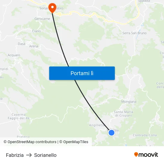 Fabrizia to Sorianello map