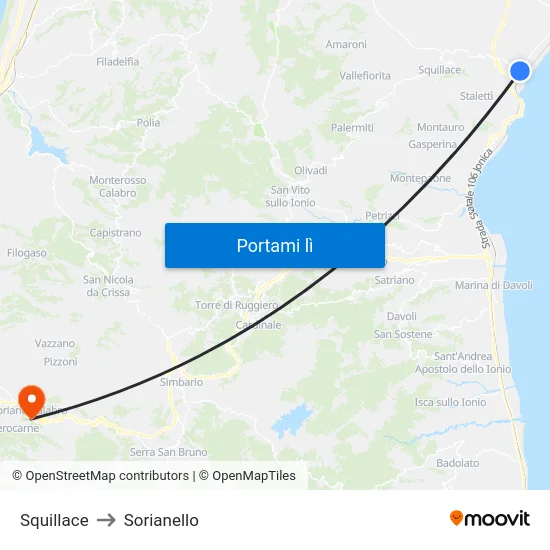 Squillace to Sorianello map