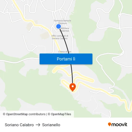Soriano Calabro to Sorianello map