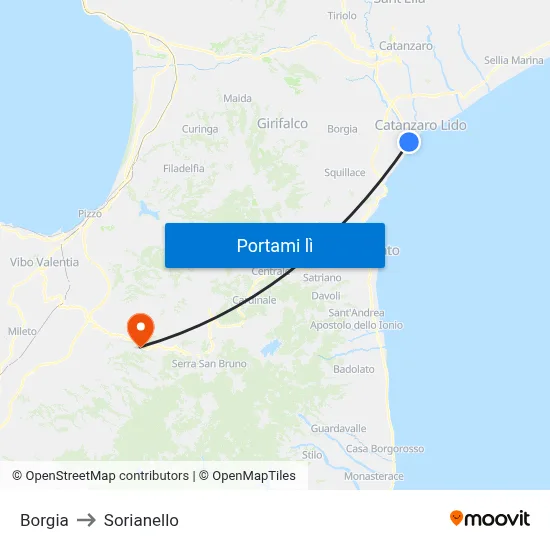 Borgia to Sorianello map