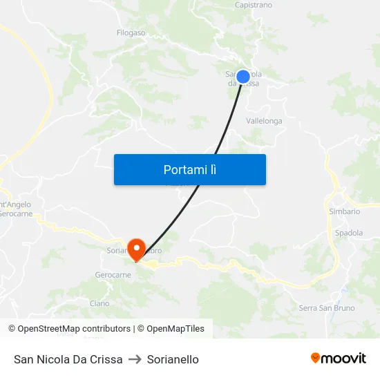 San Nicola Da Crissa to Sorianello map
