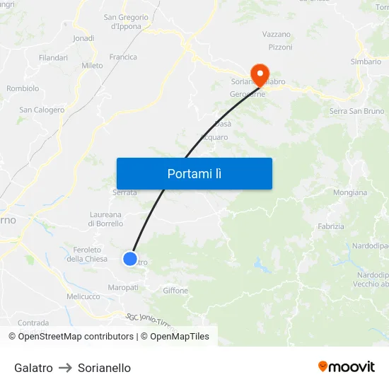Galatro to Sorianello map