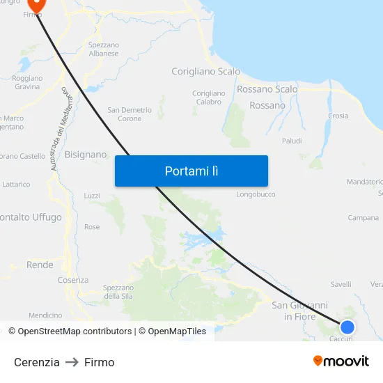 Cerenzia to Firmo map