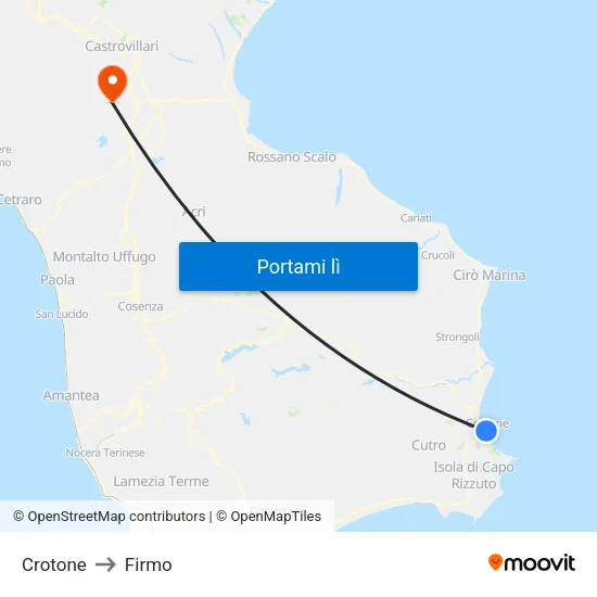 Crotone to Firmo map