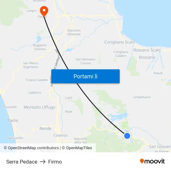 Serra Pedace to Firmo map