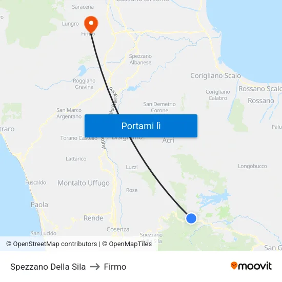 Spezzano Della Sila to Firmo map