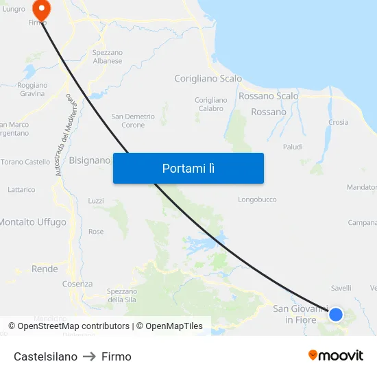 Castelsilano to Firmo map