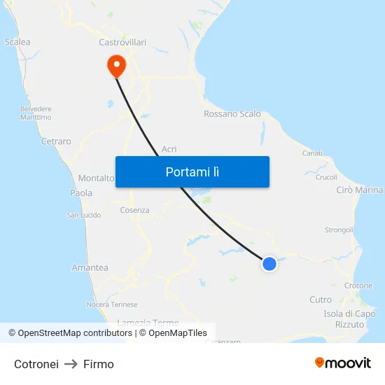 Cotronei to Firmo map