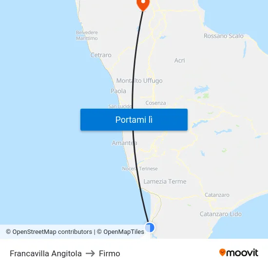 Francavilla Angitola to Firmo map